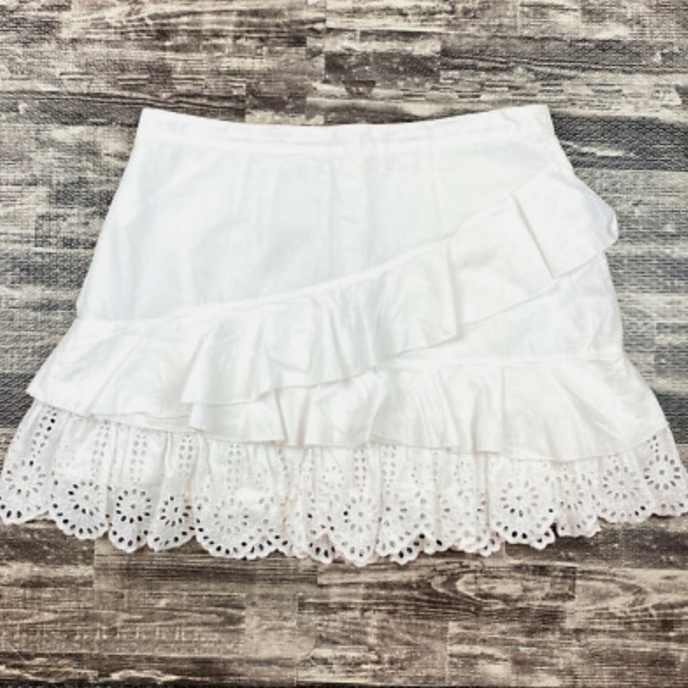 BCBG White Eyelet Ruffled Skirt - Picture 3 of 3